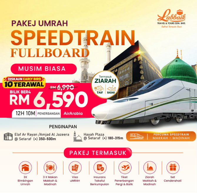 Pakej Umrah Speedtrain Fullboard Musim Biasa